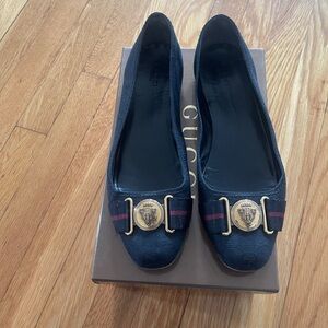 Gucci Vintage Black Web Medallion Ballet Flats Size EU 40 (Y2K)